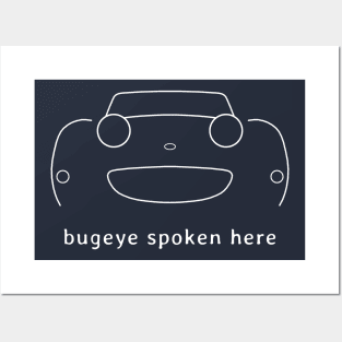 Austin Healey Sprite 1960s British classic car "bugeye spoken here" white Posters and Art